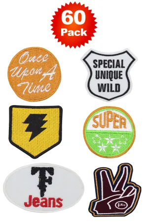 60 Pack Iron Cotton Badges