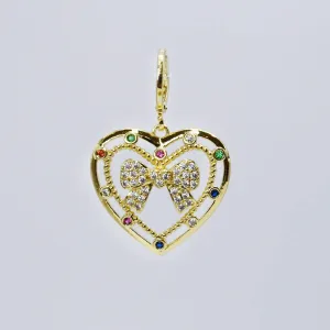 Big Heart Bow Gold Charm CH-389