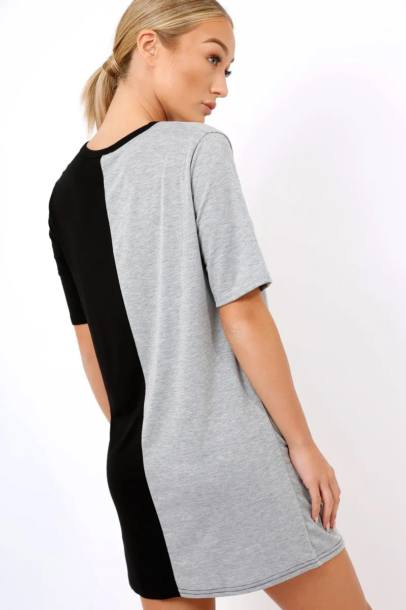 Black & Grey Skull T-shirt Dress - Christa