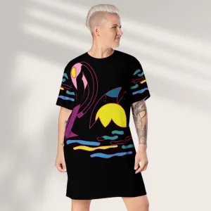 Black Swan T-Shirt dress | Graphic Print T-shirt Dress | Elevate Your Wardrobe with Art