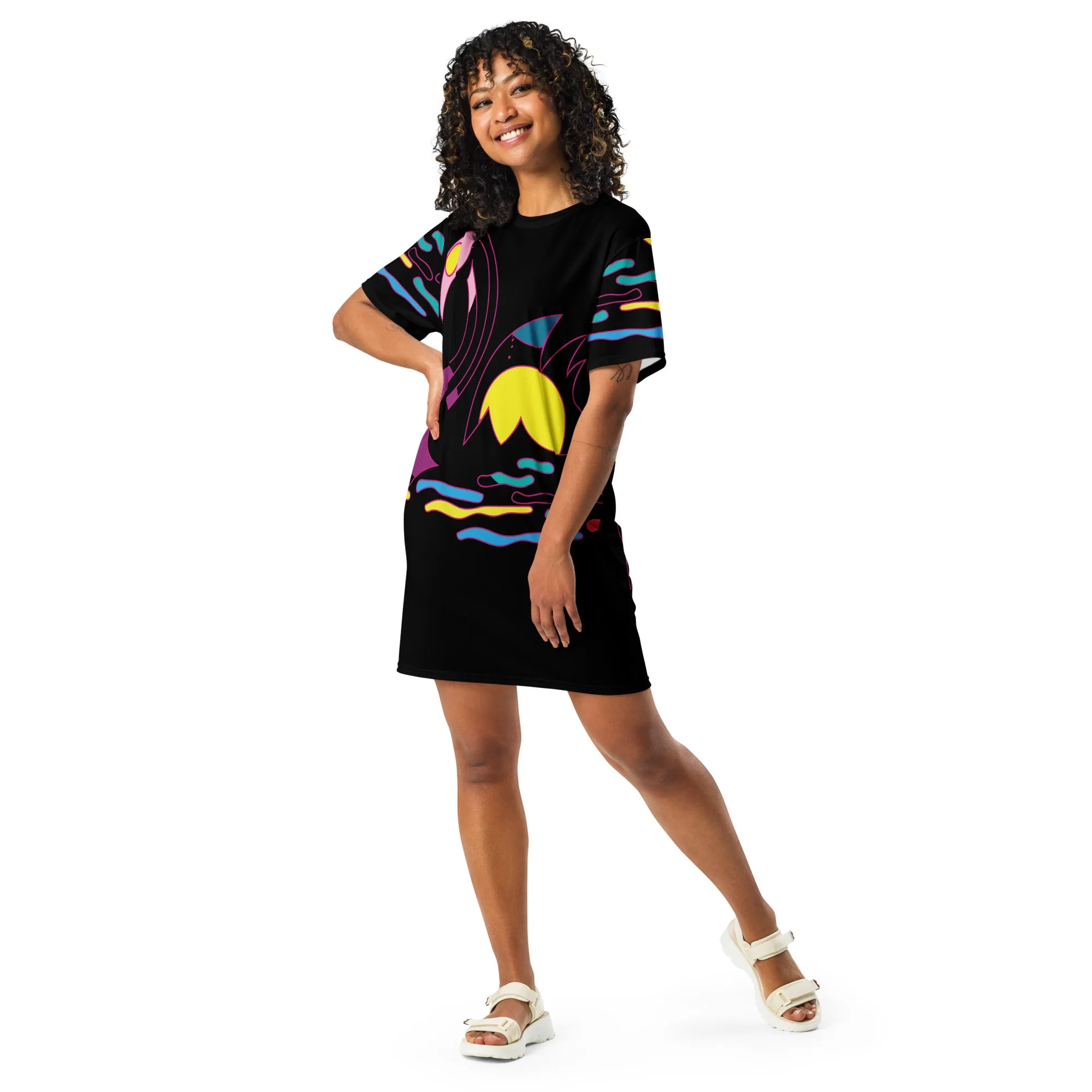 Black Swan T-Shirt dress | Graphic Print T-shirt Dress | Elevate Your Wardrobe with Art