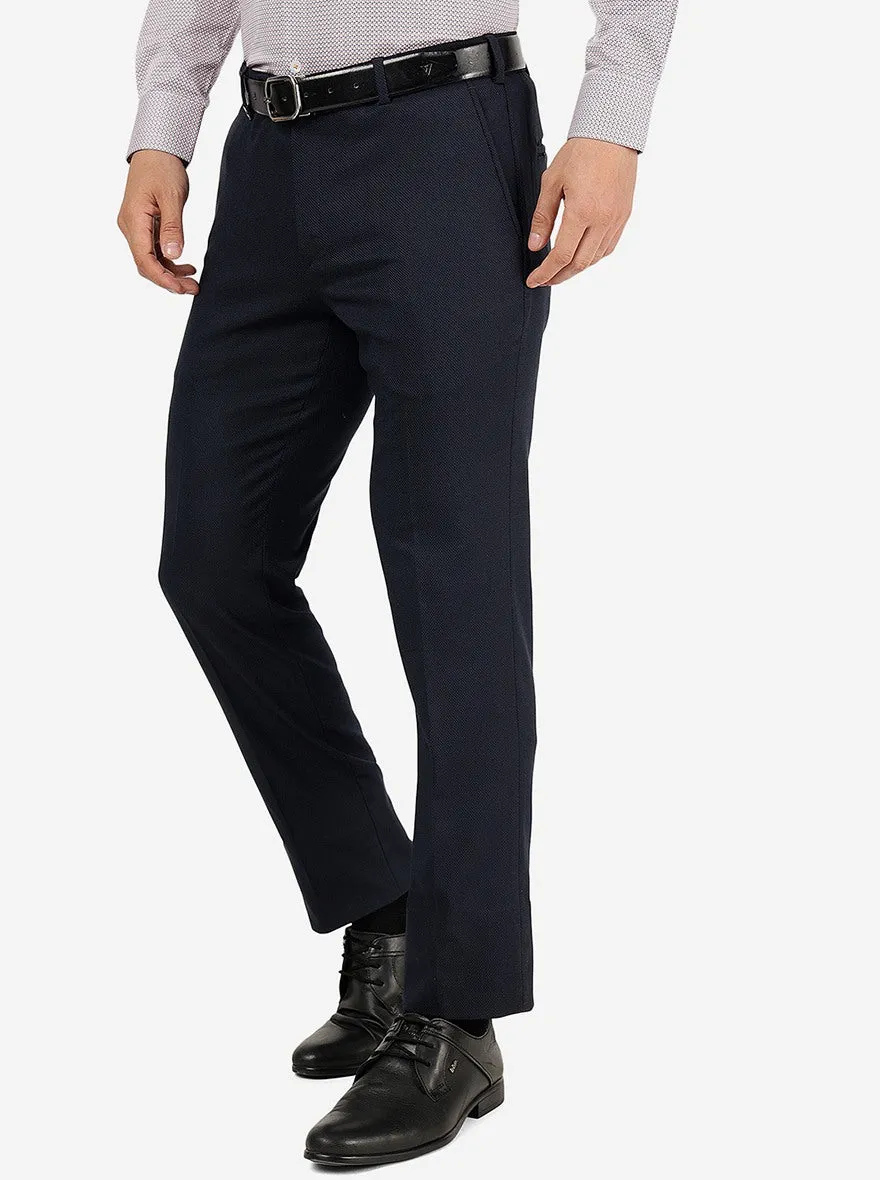 Blue Solid Slim Fit Trouser | JB Studio