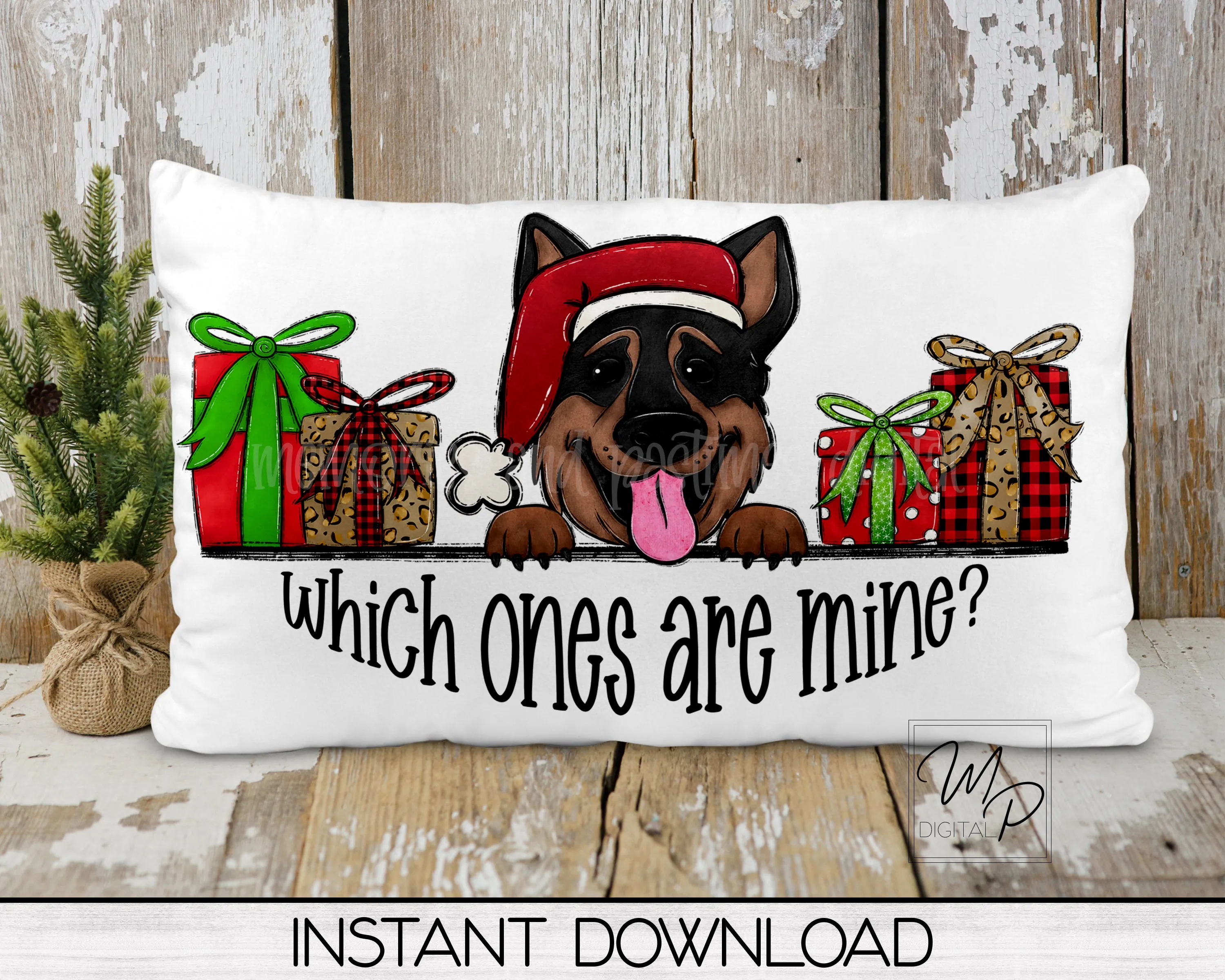 Christmas German Shepherd Tree Skirt Sublimation Design - Commercial Use