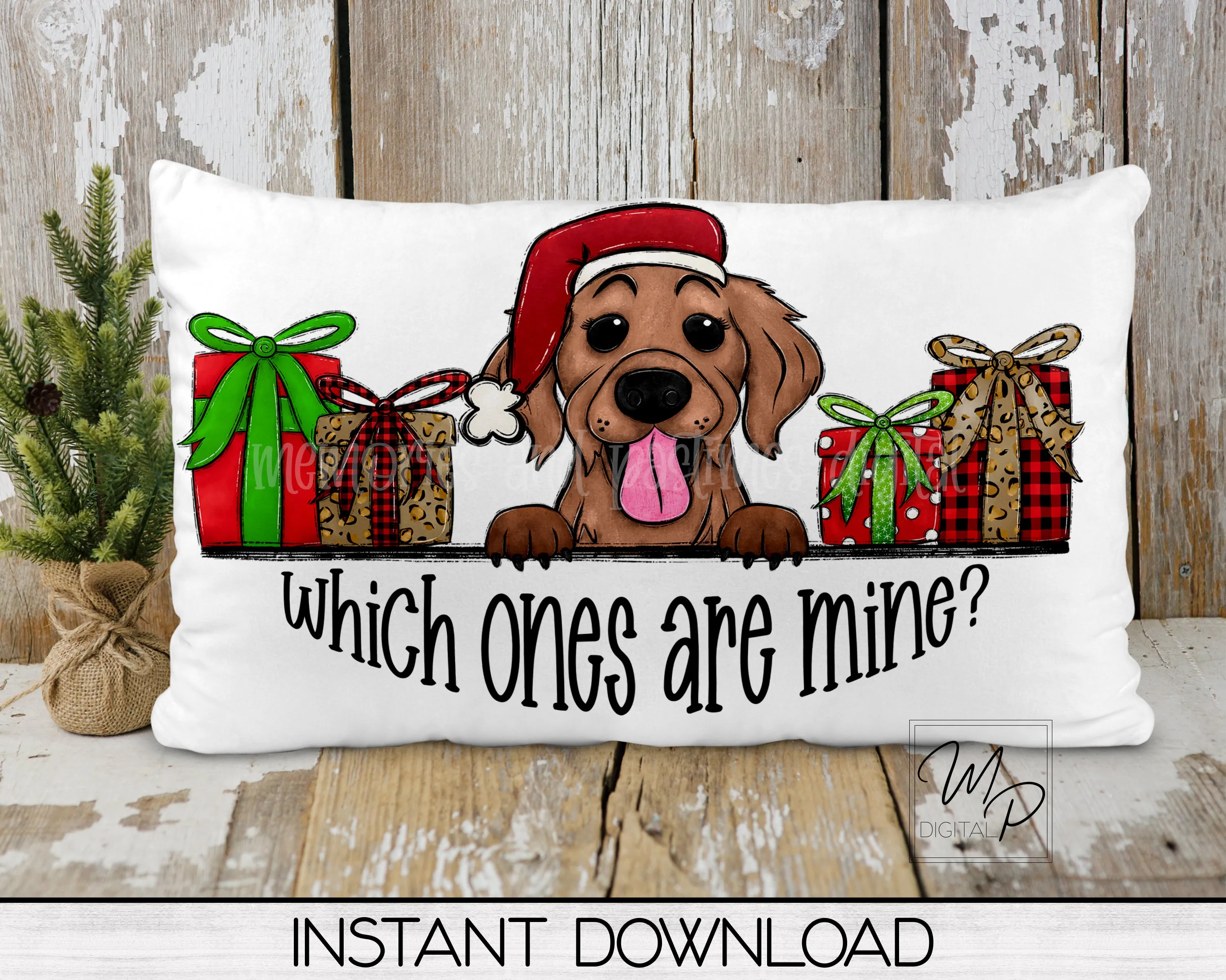 Christmas Golden Retriever Tree Skirt Sublimation Design - Commercial Use