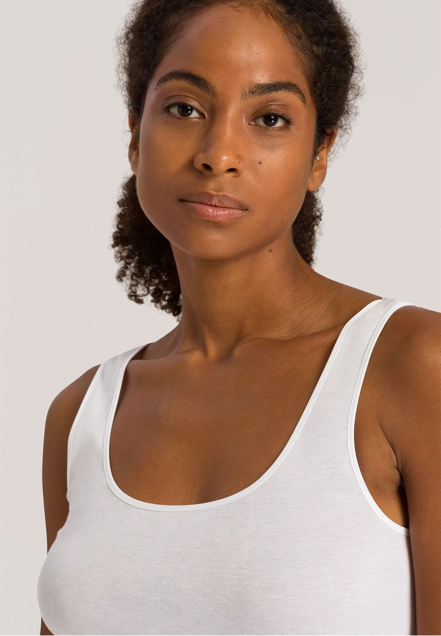 Cotton Seamless Round Neck Cotton Tank Top | White 71604-101