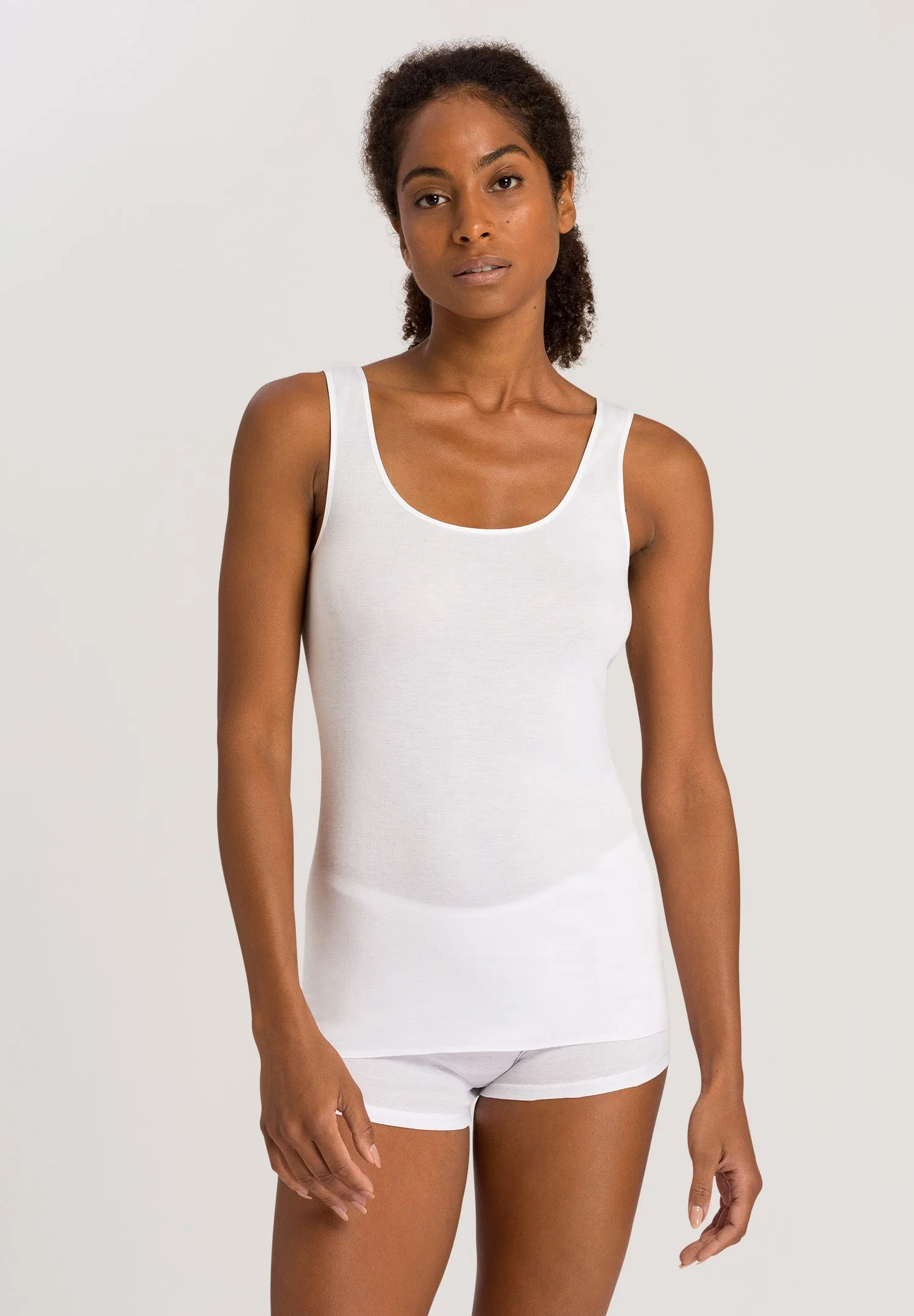 Cotton Seamless Round Neck Cotton Tank Top | White 71604-101