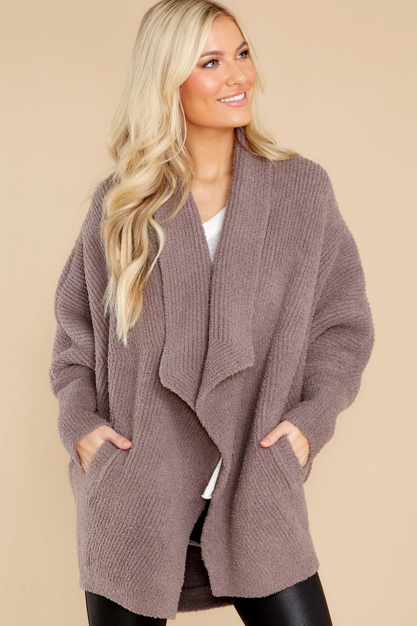 Cozychic® Driftwood Chevron Ribbed Cardigan