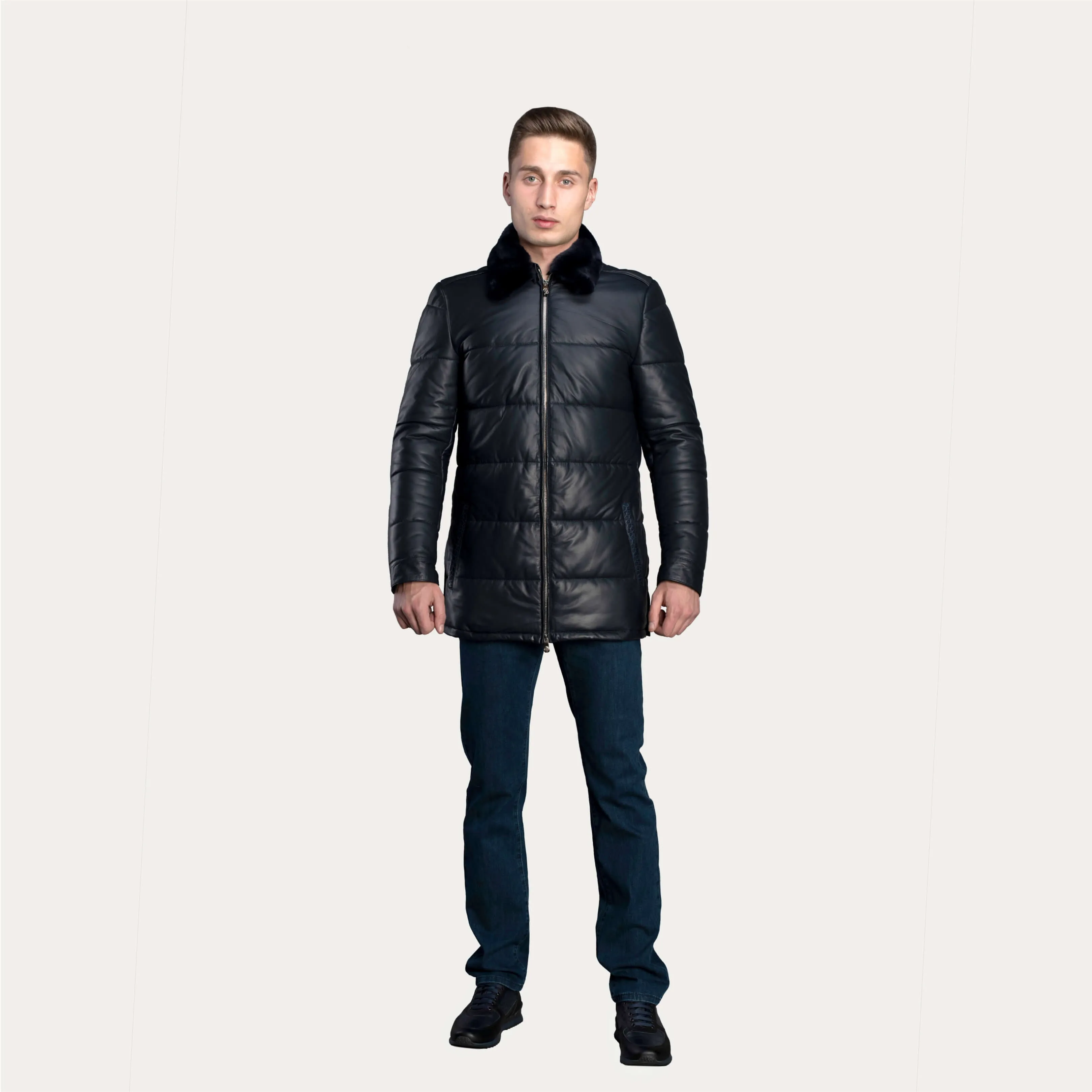 Crocodile Leather & Napa Leather Puffer Coat