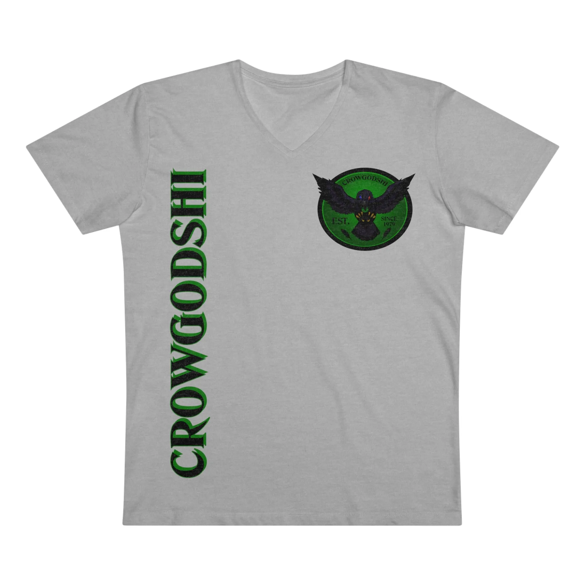 Crowgodshi Designer First Generation Men’s Presenter V-neck, GREEN LOGO