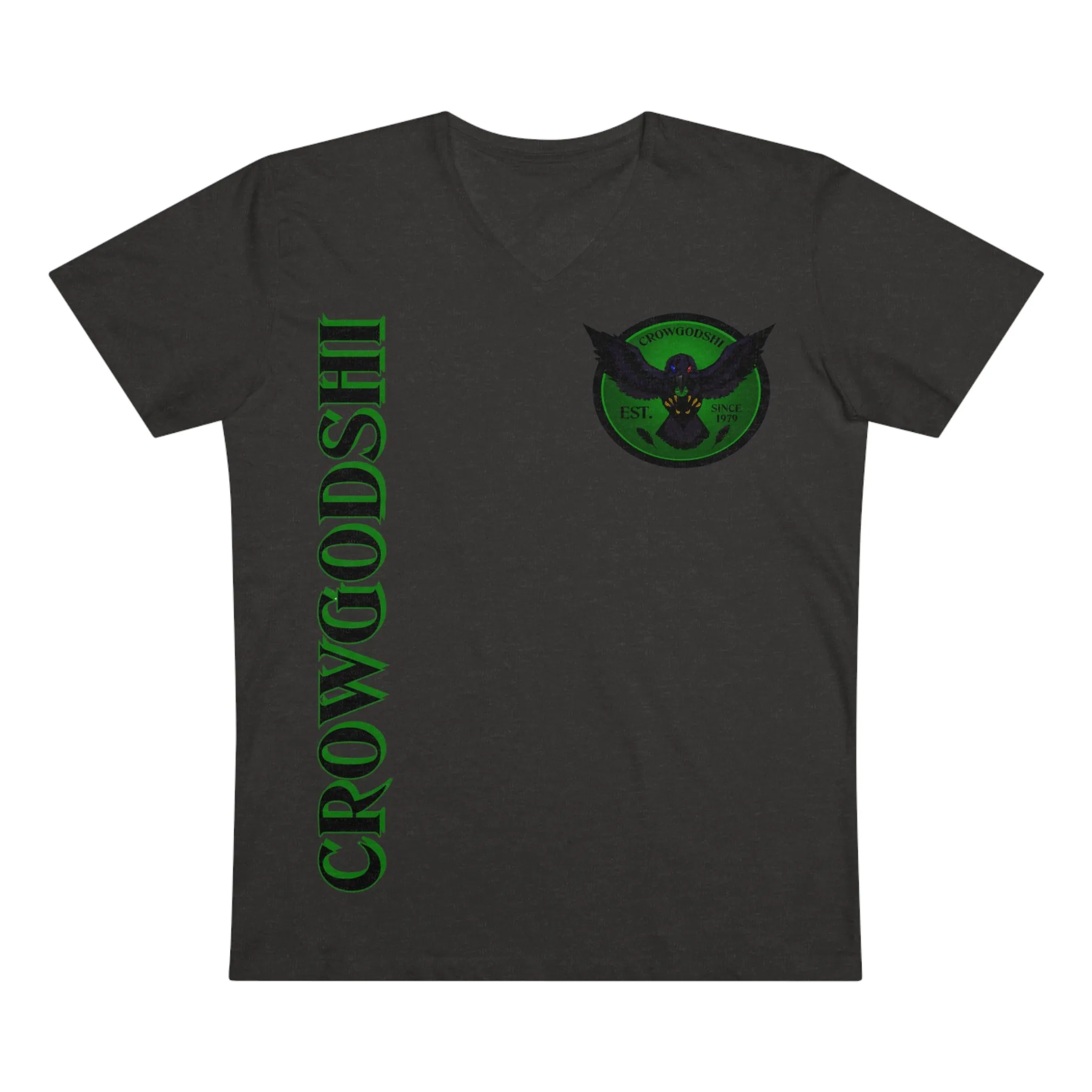 Crowgodshi Designer First Generation Men’s Presenter V-neck, GREEN LOGO