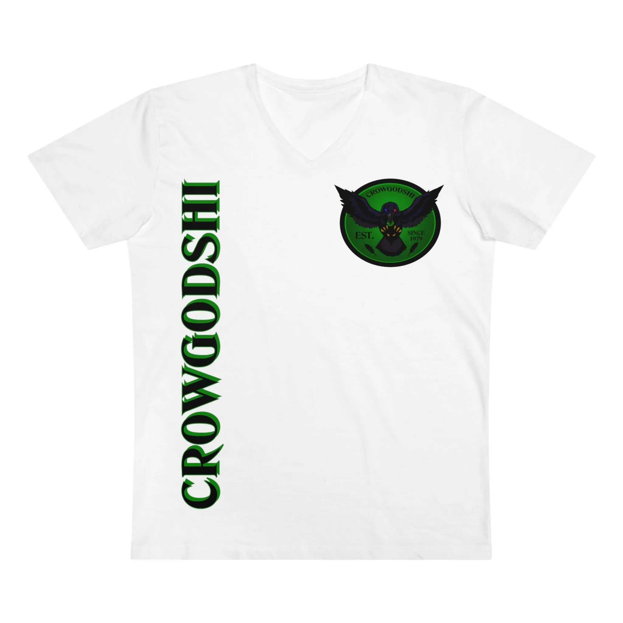 Crowgodshi Designer First Generation Men’s Presenter V-neck, GREEN LOGO