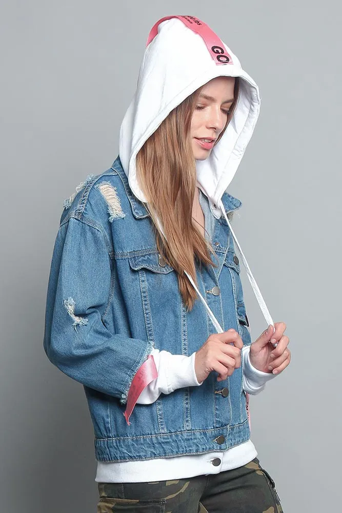 Distressed Double Denim Jacket