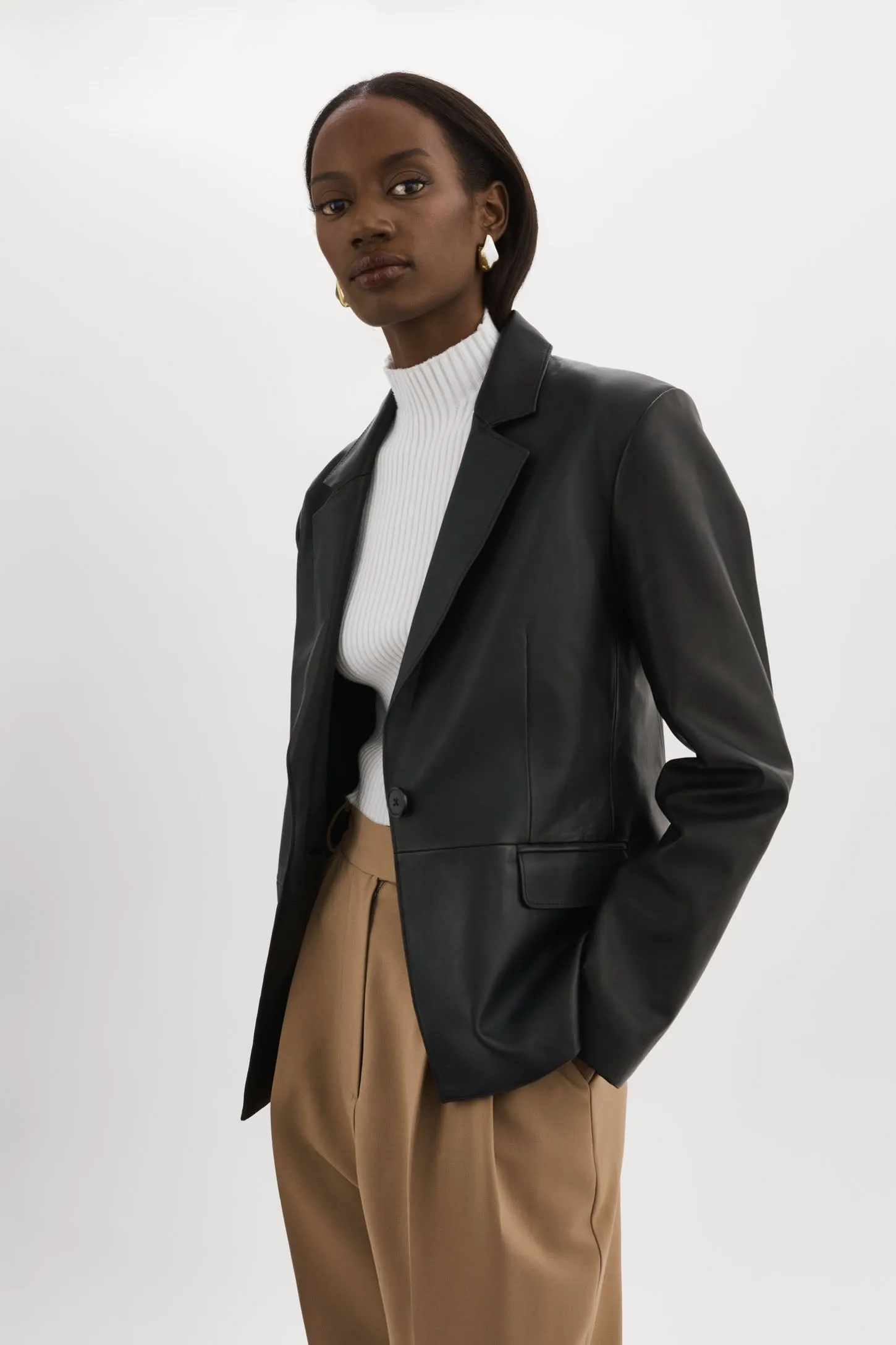 ELZA |  Leather Blazer