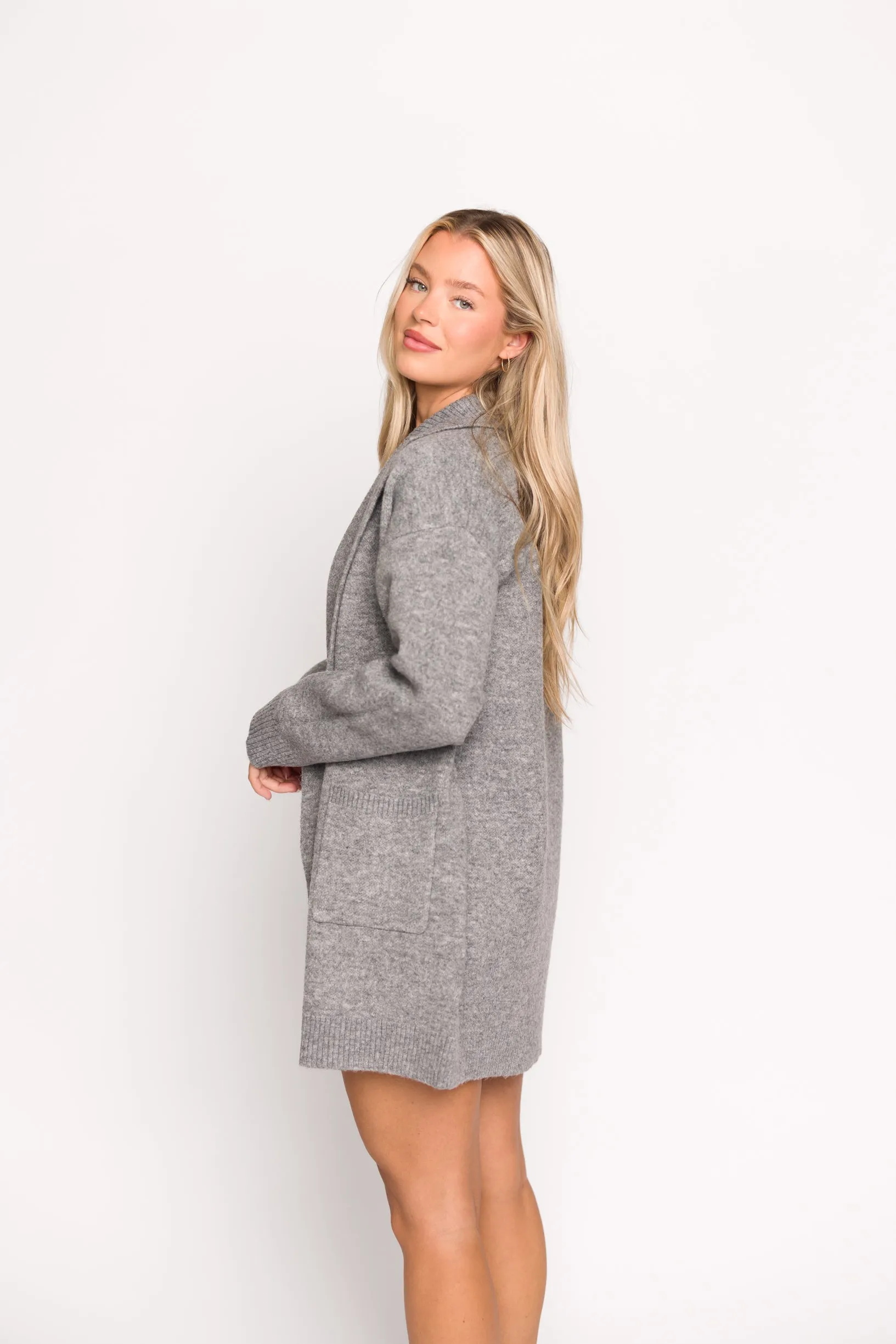 Emilia Oversize Cardi-Jacket in Heather Grey