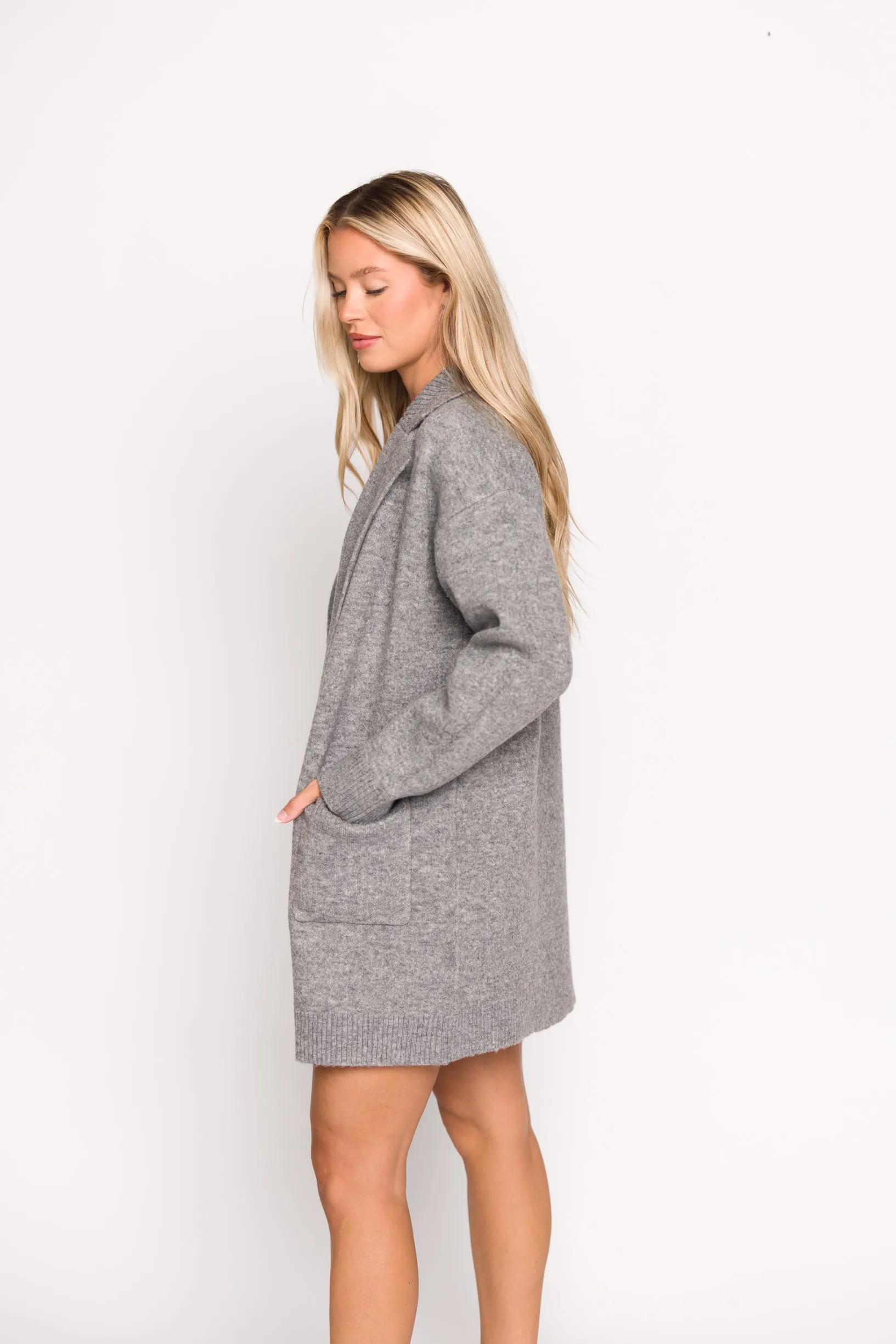 Emilia Oversize Cardi-Jacket in Heather Grey