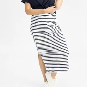 Fitted Maxi Skirt - Navy Stripes (XS)