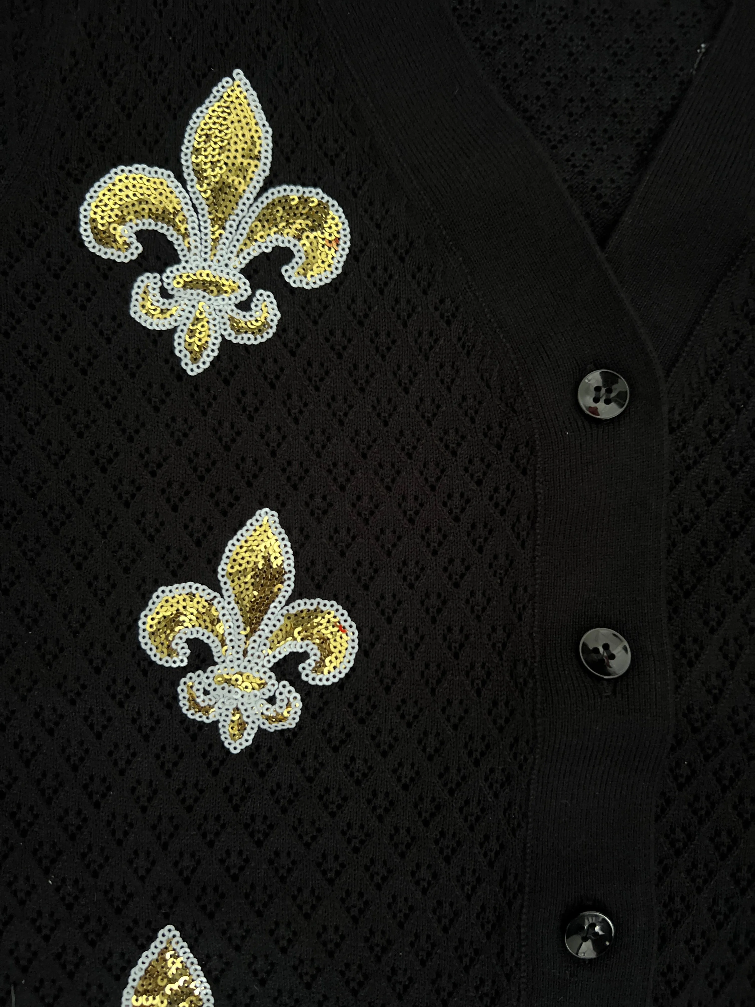 Fleur De Lis Puff Cardigan