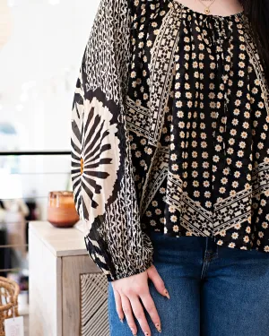 FP Black Flower Blouse