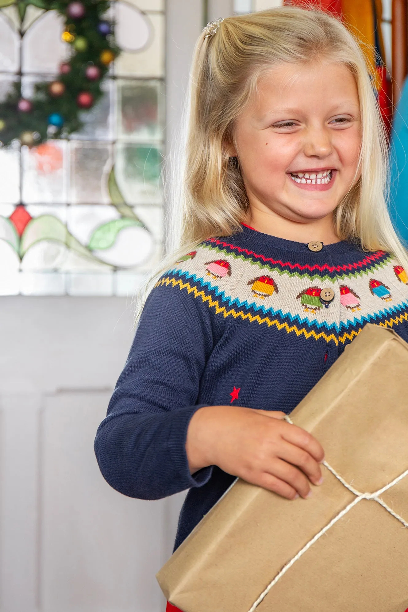 Frugi Kenna Fairisle Cardigan Indigo Robin