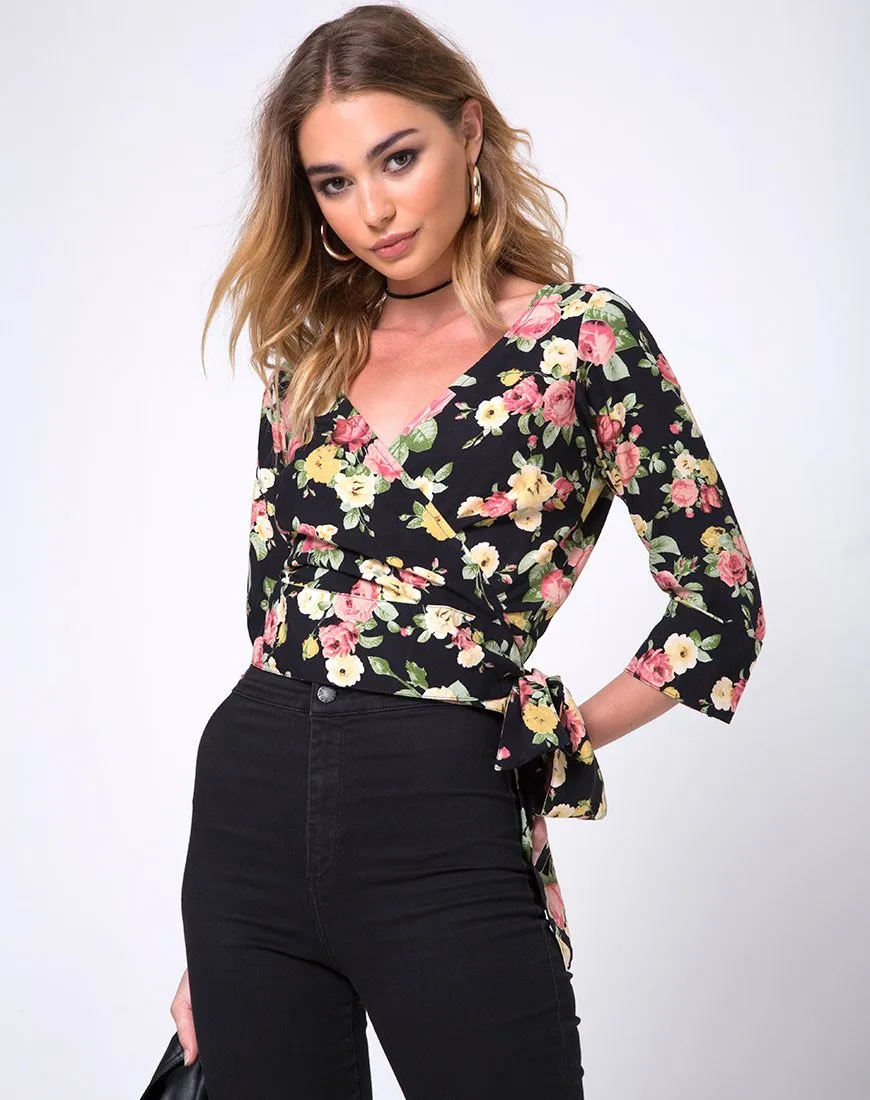 Gamthi Wrap Top in Vintage bloom