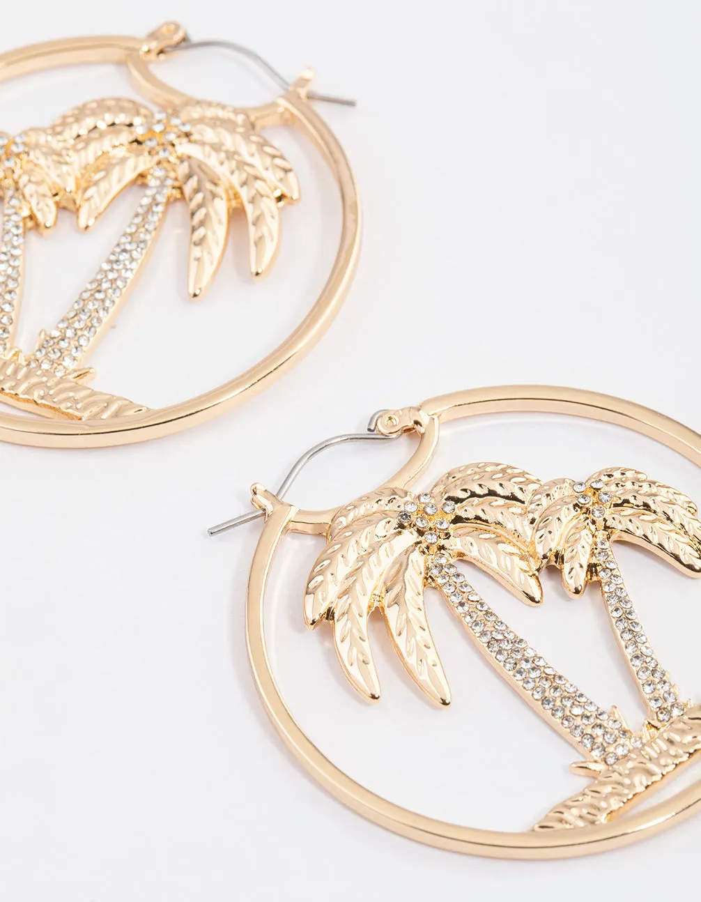 Gold Glamorous Palm Tree Hoop Earrings