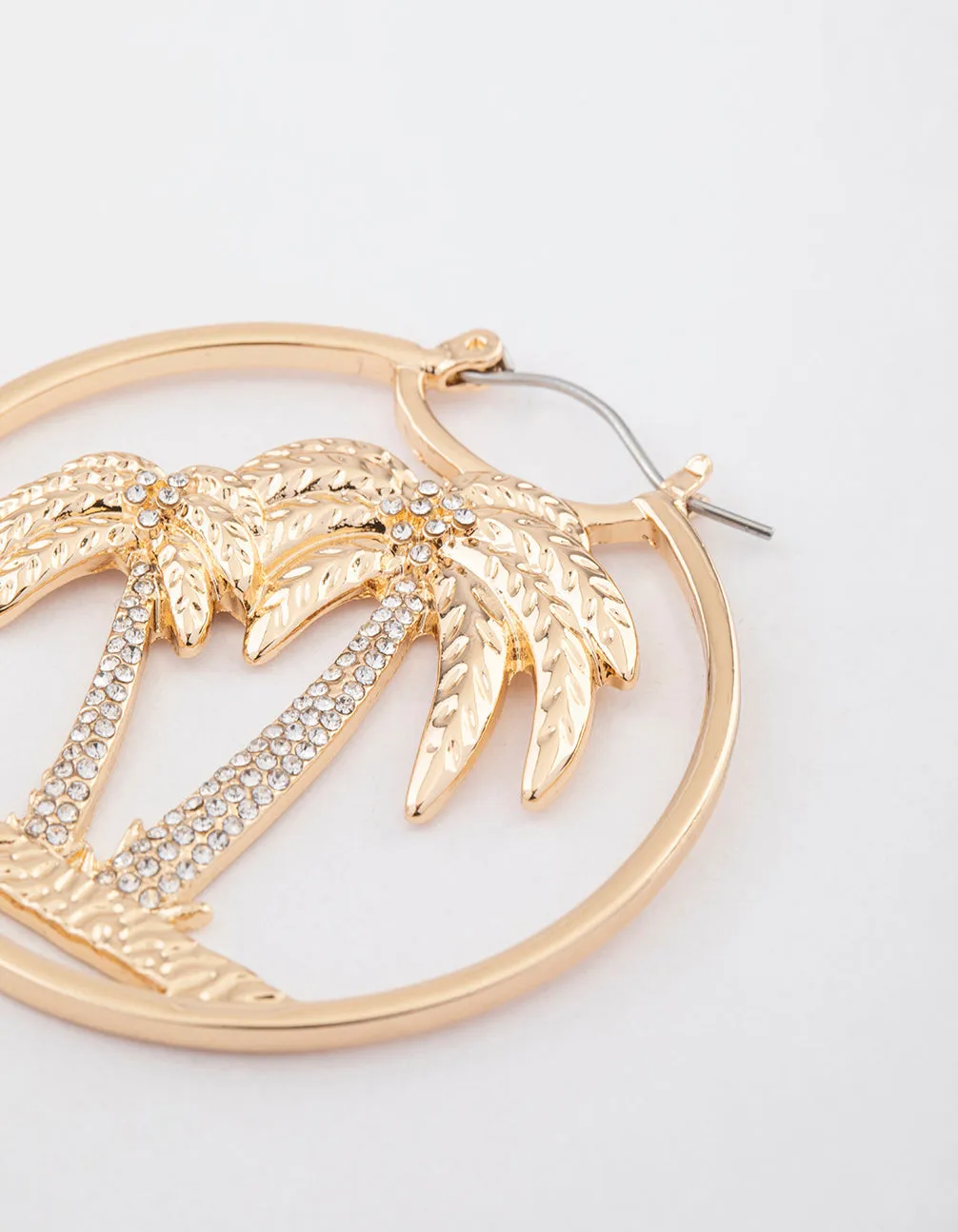 Gold Glamorous Palm Tree Hoop Earrings