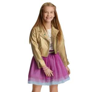 Gold Moto Jacket for Girls