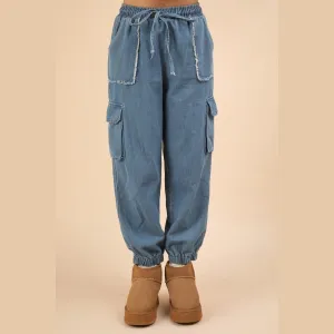 Halsey Light Wash Jogger Cargo Jeans