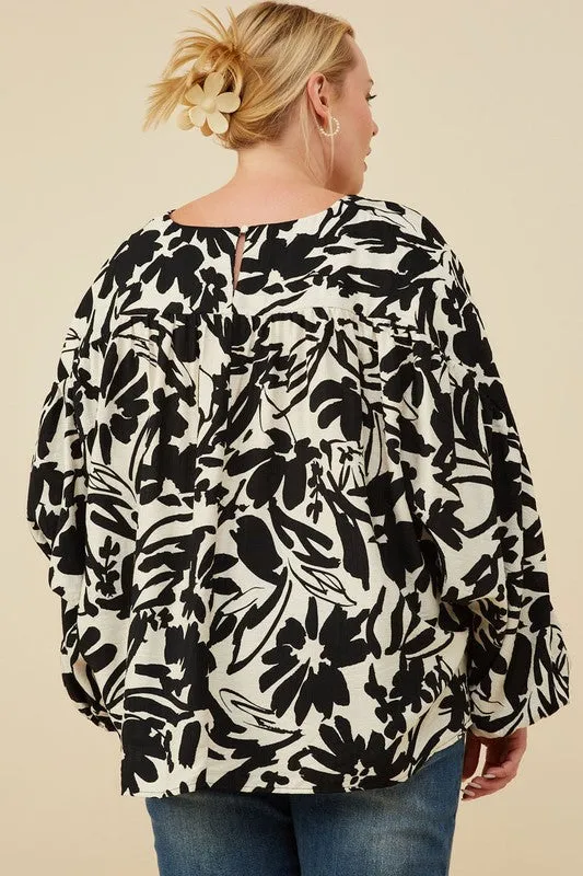 HAY110 - CURVY BLACK & WHITE PRINT TOP