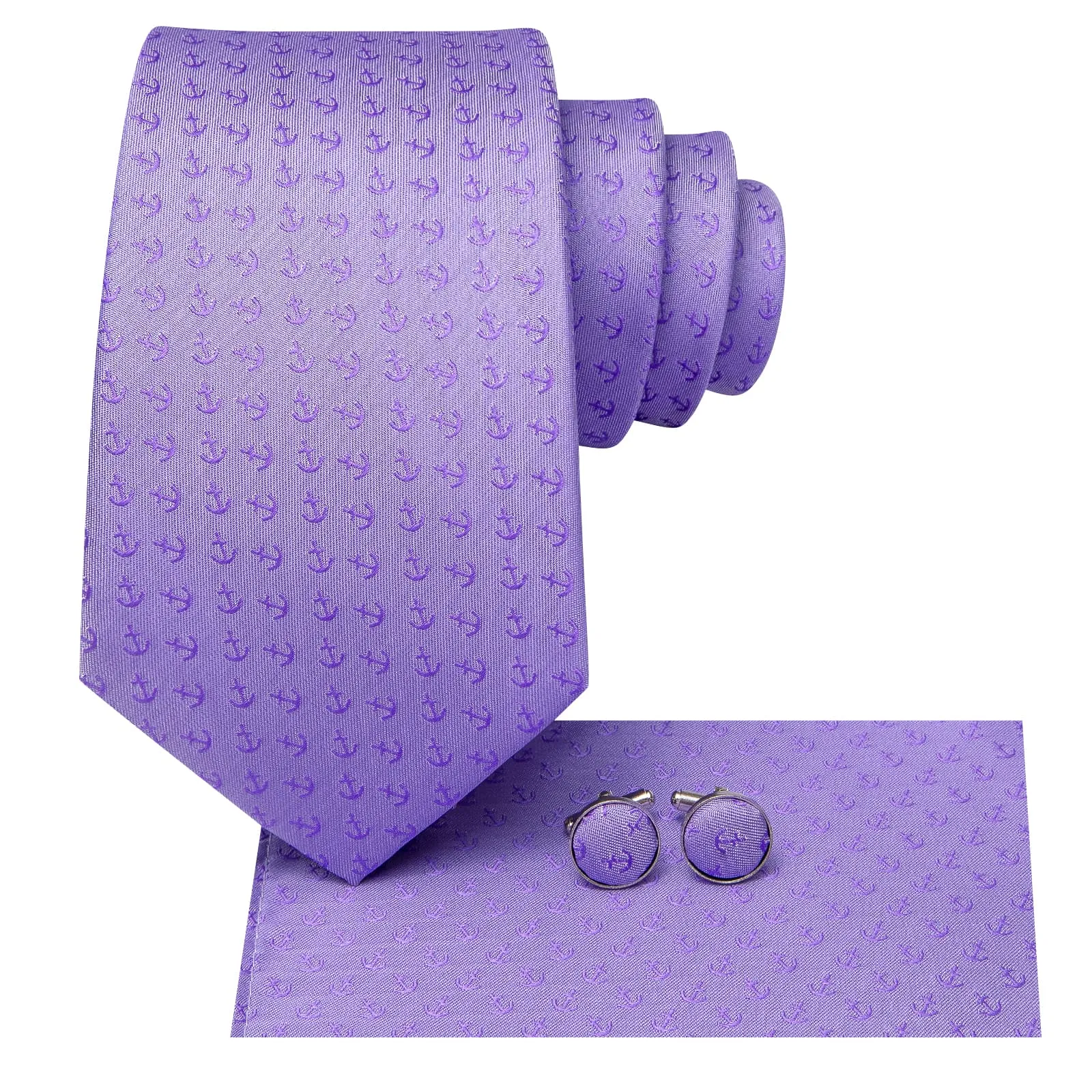 Hi-Tie Dark Orchid Purple Tie Novelty Mens Necktie Hanky Cufflinks Set