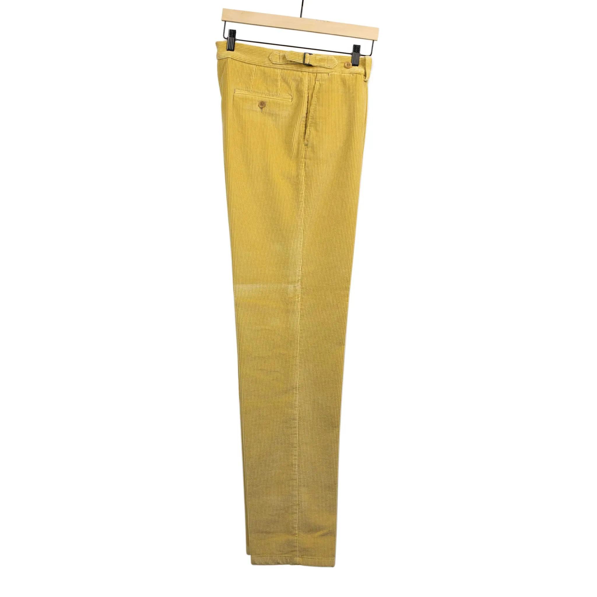 Higher-rise side tab trousers in maize Brisbane Moss cotton corduroy