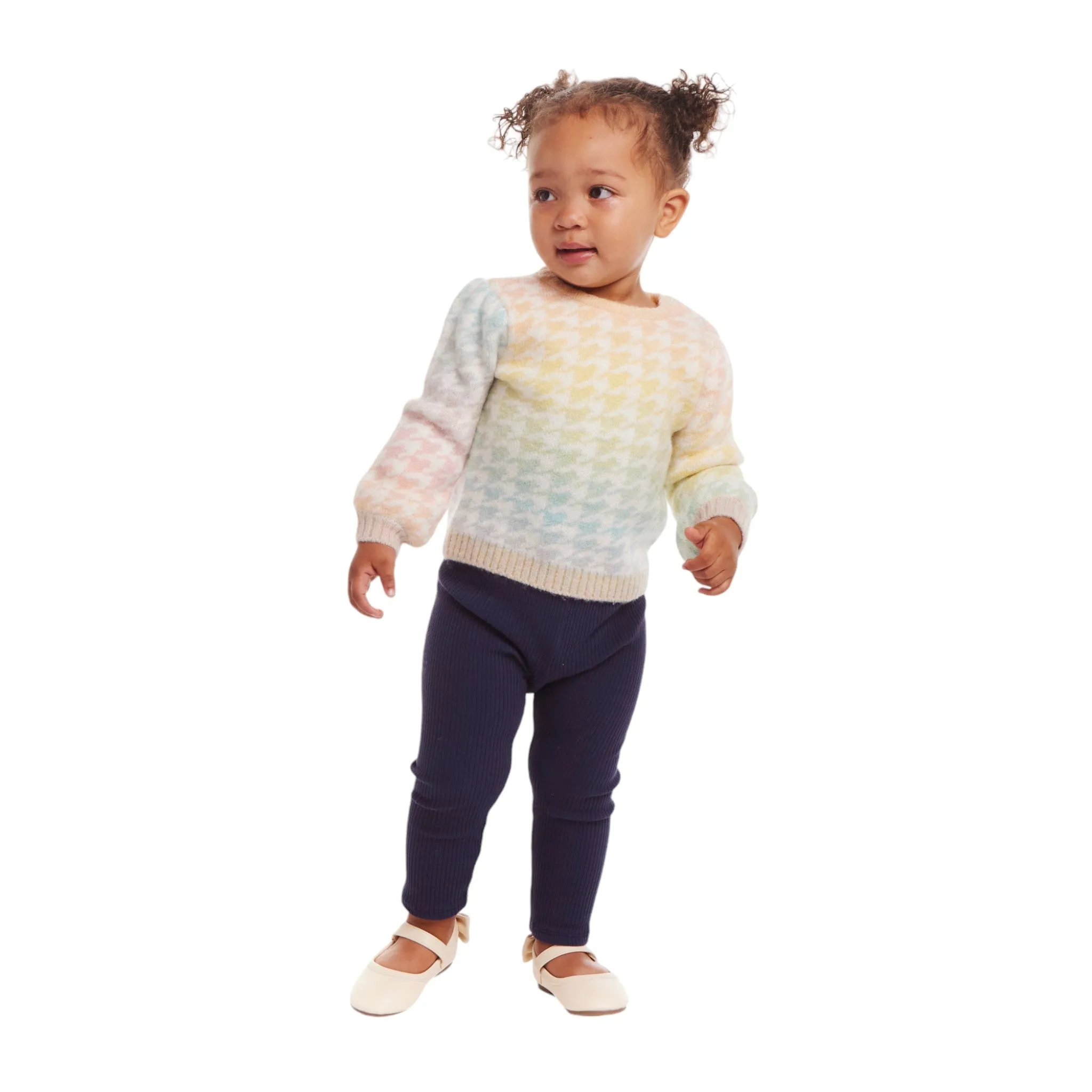 Infant (6-24m) Sweater & Legging Set | Ombre Rainbow Houndstooth