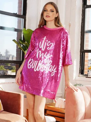 Its My Birthday Sequin Dress - Pink