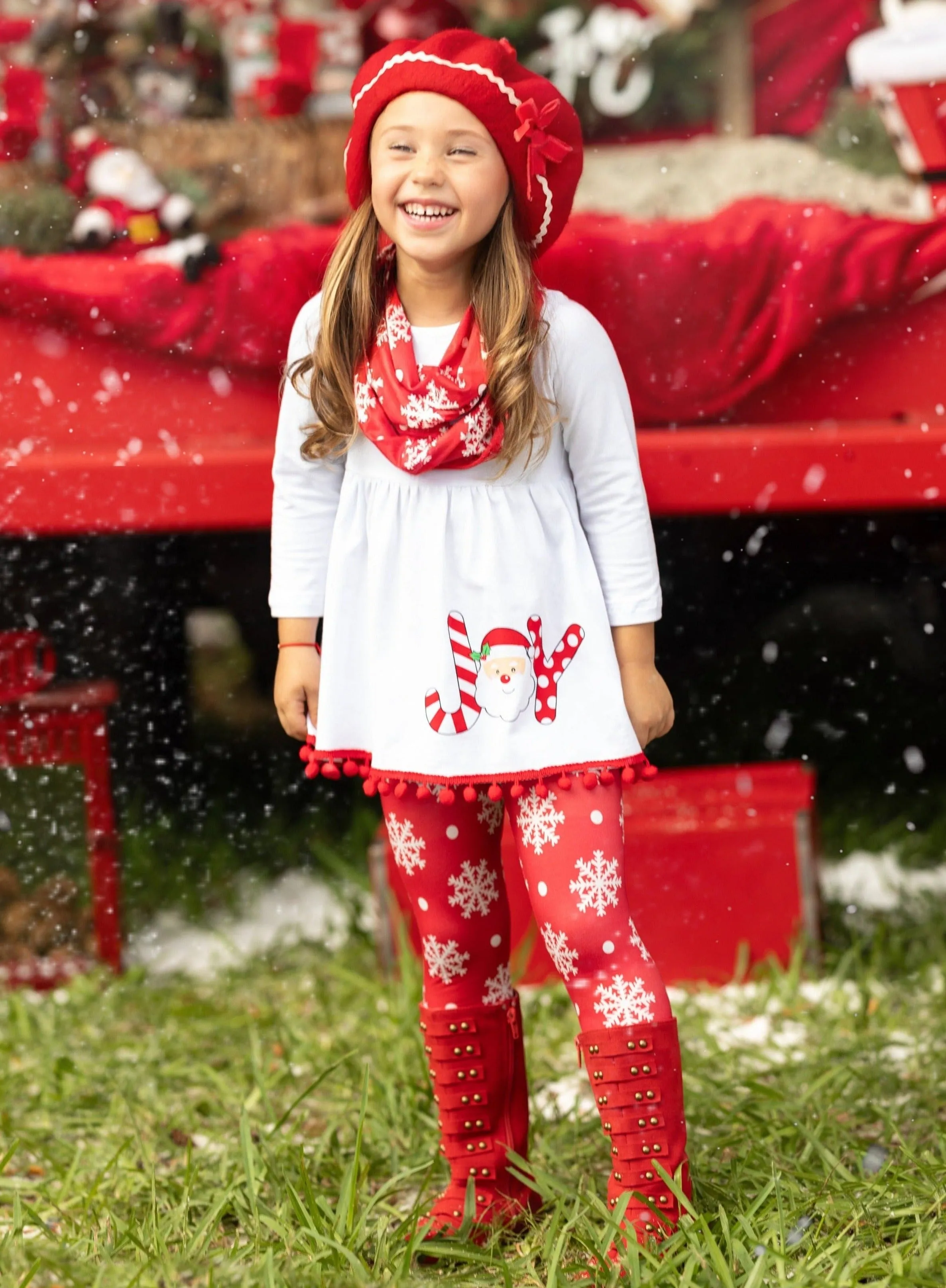 Joyful Days Tunic, Leggings, And Scarf Christmas Set