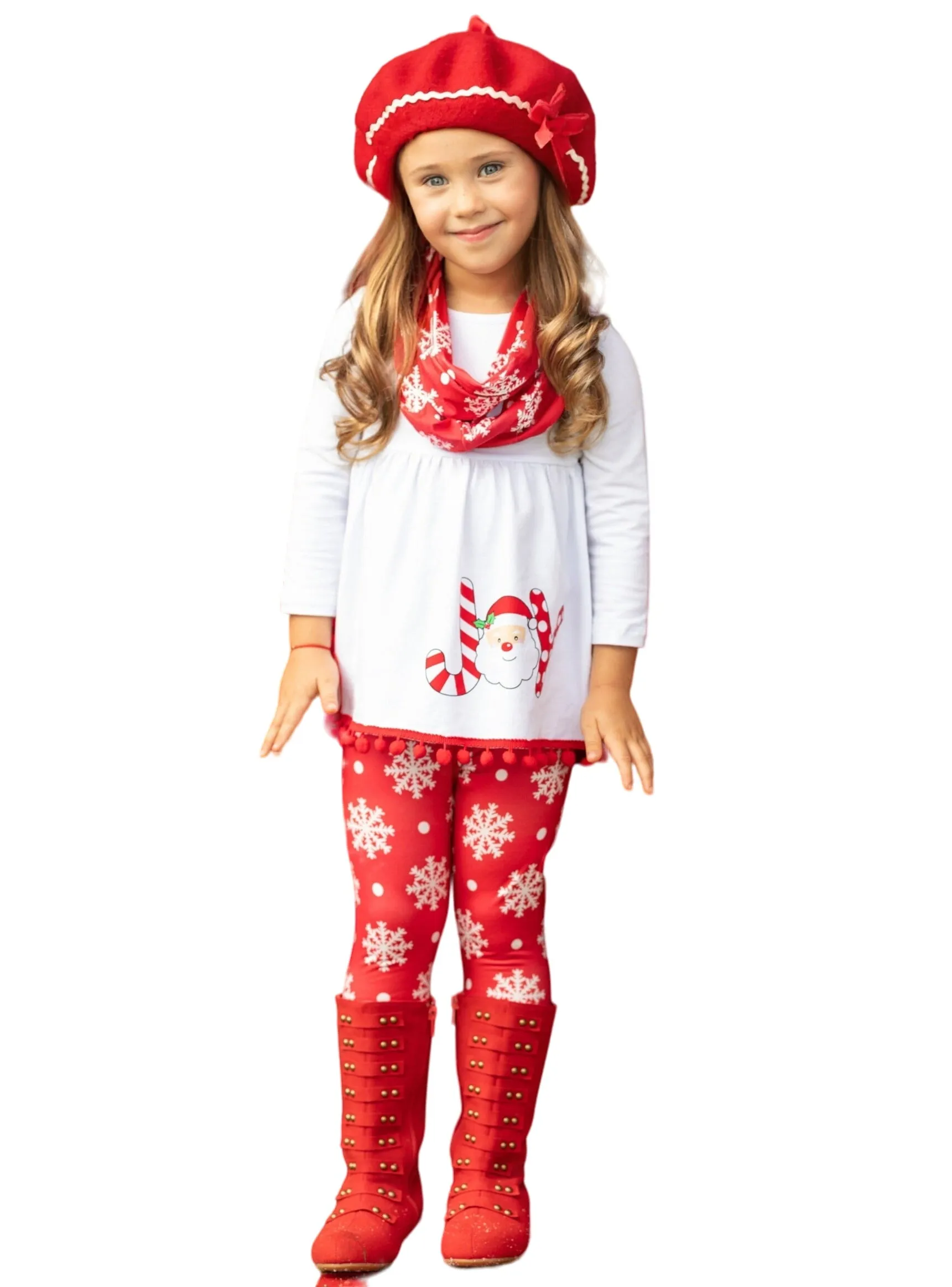 Joyful Days Tunic, Leggings, And Scarf Christmas Set