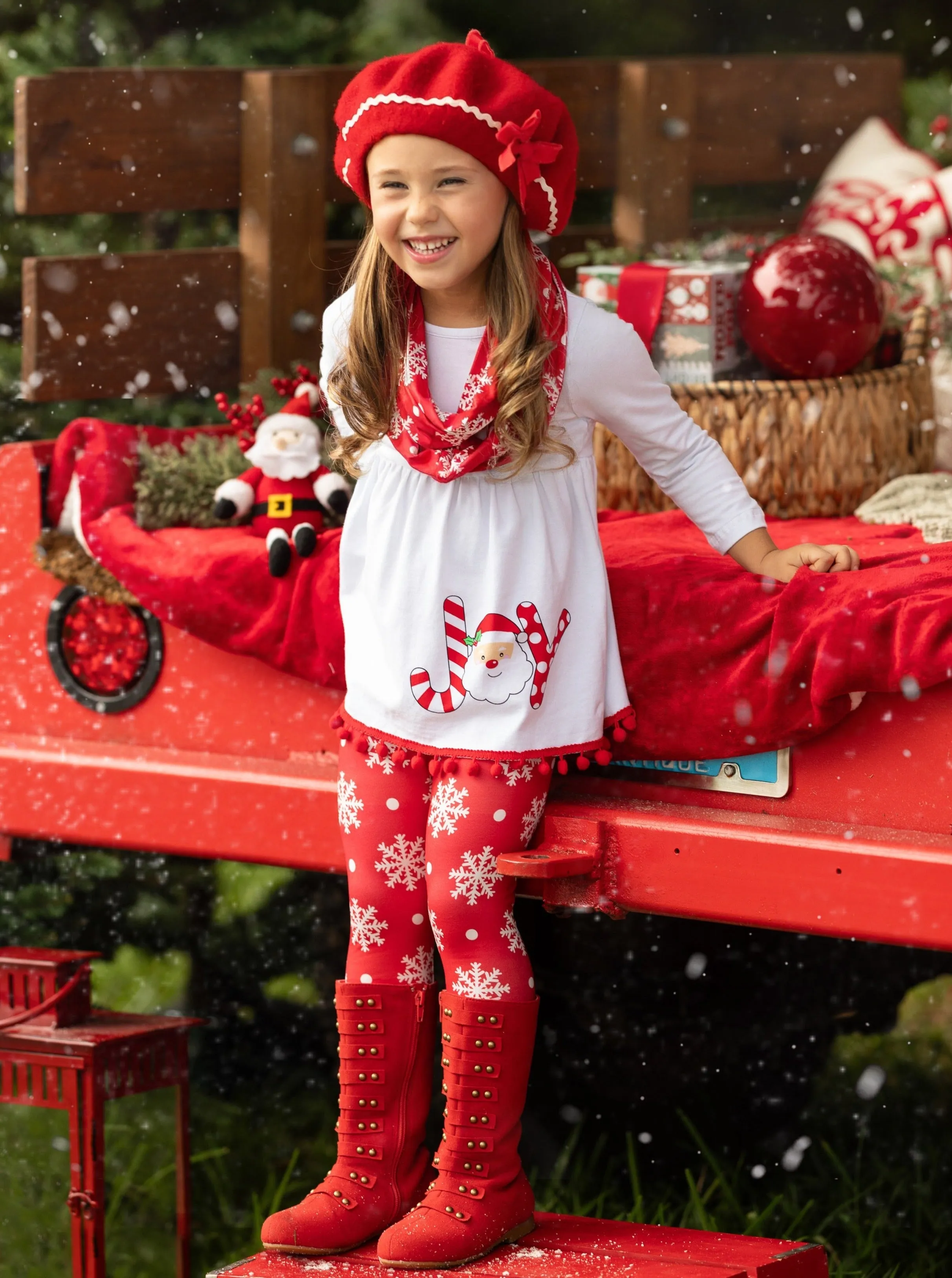 Joyful Days Tunic, Leggings, And Scarf Christmas Set