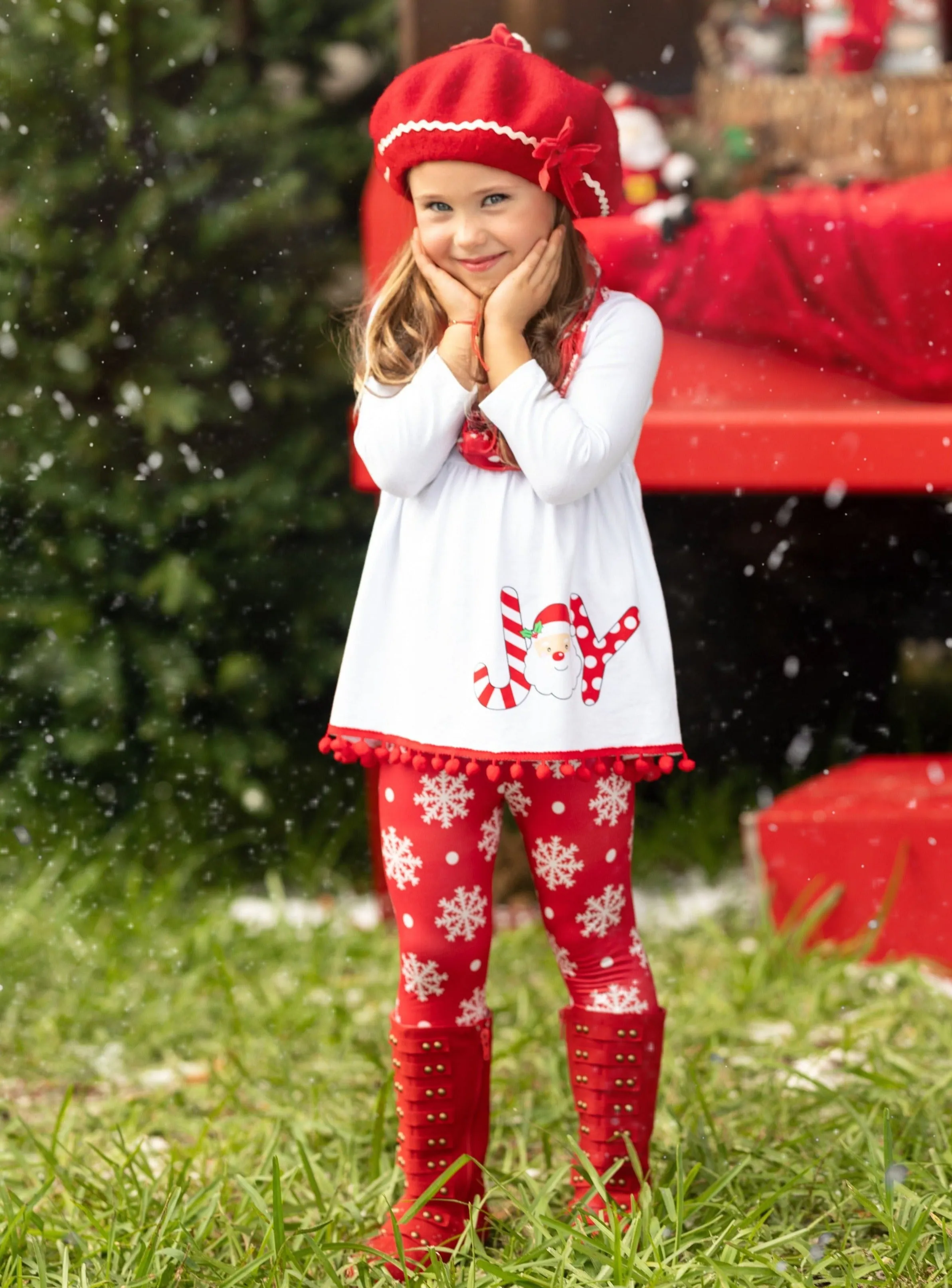 Joyful Days Tunic, Leggings, And Scarf Christmas Set