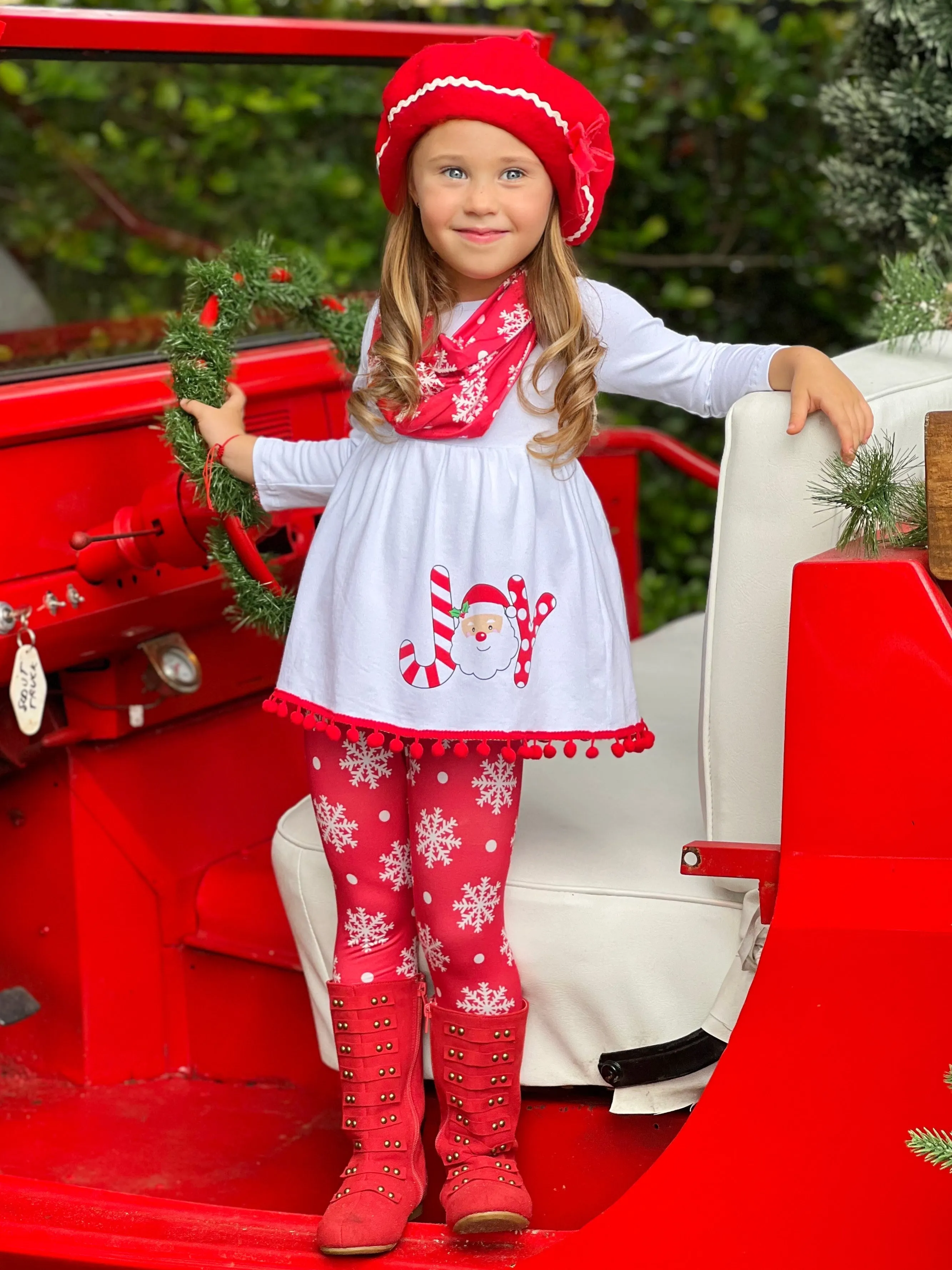 Joyful Days Tunic, Leggings, And Scarf Christmas Set