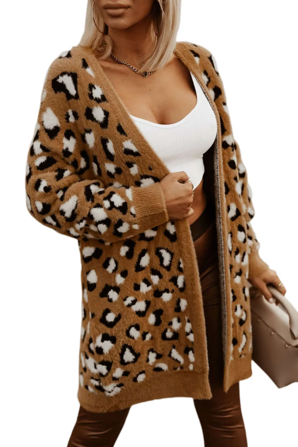 Leopard Print Fur Cardigan