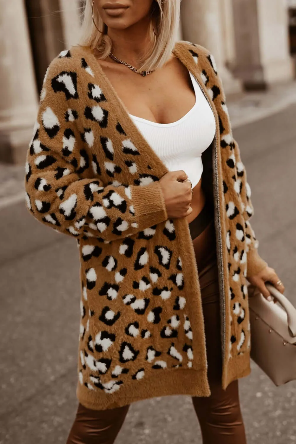 Leopard Print Fur Cardigan