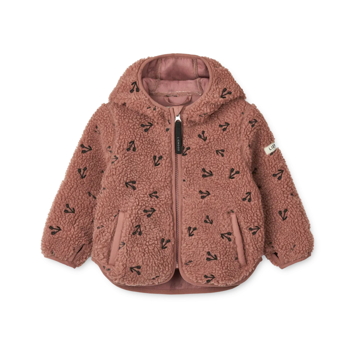 Liewood Mara Pile Jacket With Ears | Cherries /Dark rosetta