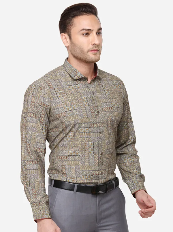 Lime Green Printed Slim Fit Party Wear Shirt | JB Studio