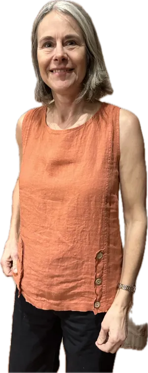 Linen - Tank Top - Coral