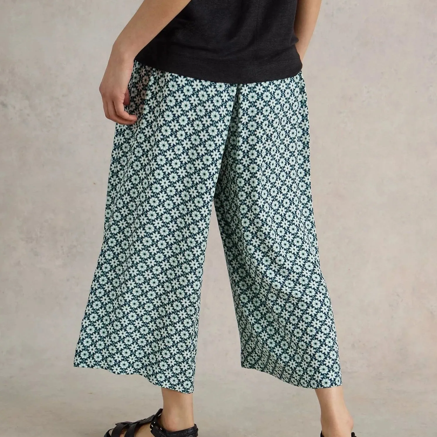 Lisette Crinkle Culotte - Navy Print