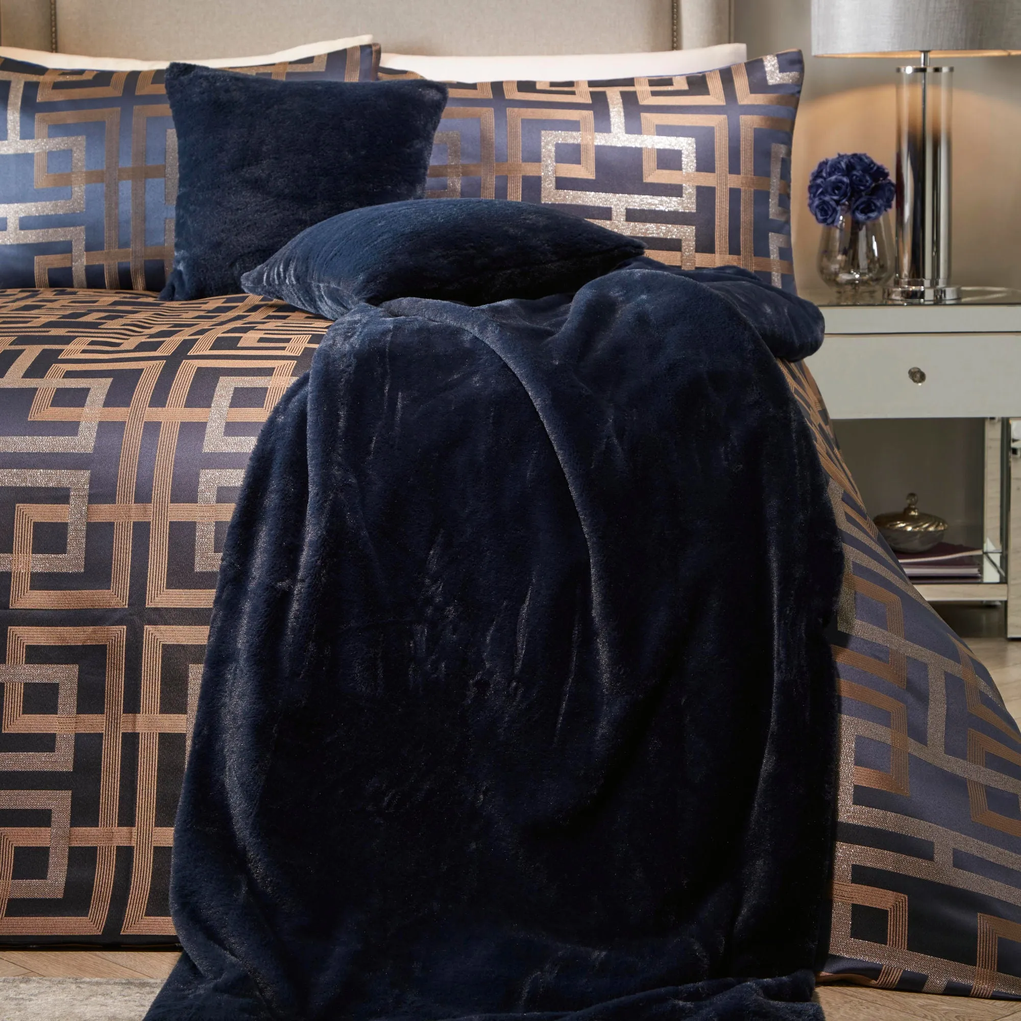 Lucie Bedspread by Soiree in Navy 150cm x 220cm