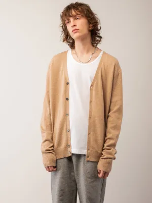 Men V Neck Cardigan_Camel