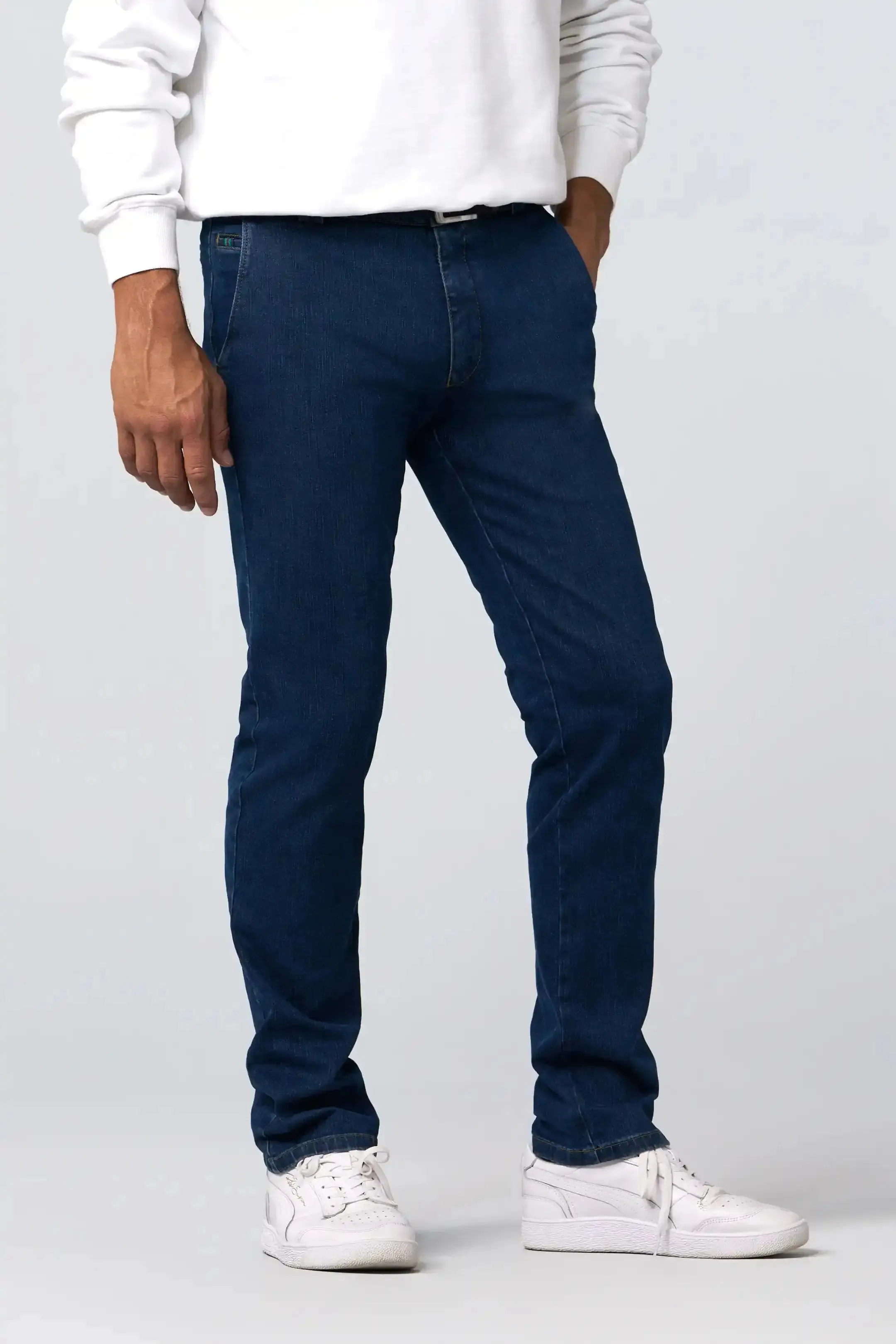 MEYER Roma Denim Trousers - 629 Stretch Core Spun - Blue