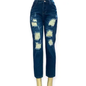 Mid Rise Distressed Cropped Jeans