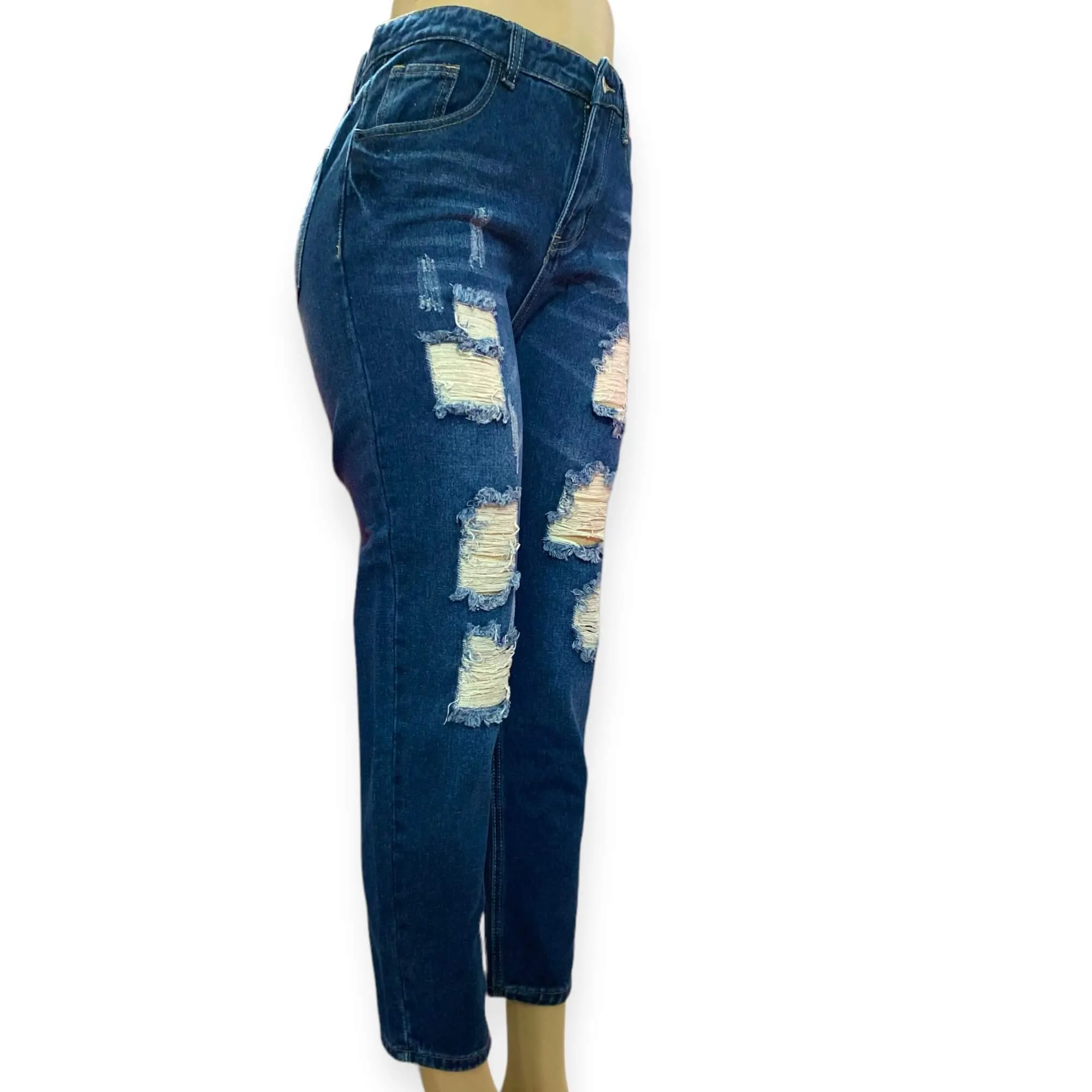 Mid Rise Distressed Cropped Jeans