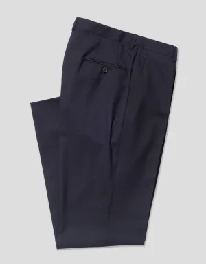 NAVY SINGLE PLEAT WOOL TROUSER